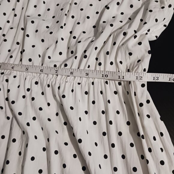 Banana Republic Sleeveless Cotton White/Black Polka-dot Tiered Midi‎ Dress XS - Picture 9 of 10